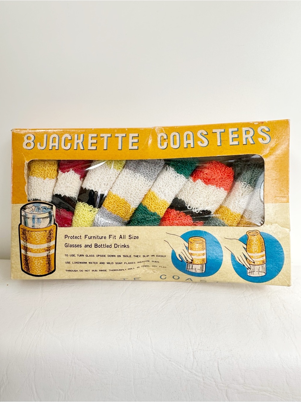 8 Jackette Coasters - Multicolor Knit Drink Coasters